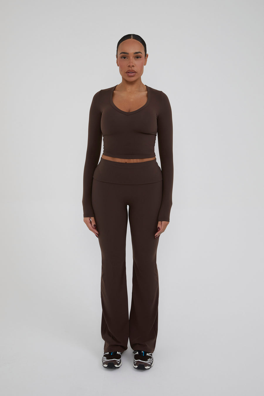 Fold Over Straight Leg Flare - Chestnut