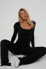 Butter Base Flared Jumpsuit - Jet Black
