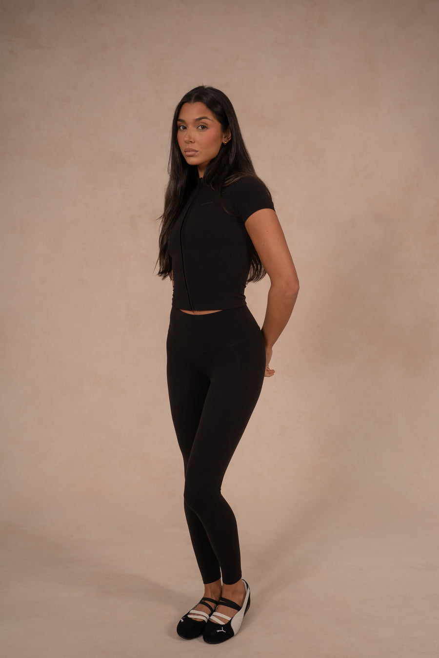 Zip Up Top - Jet Black
