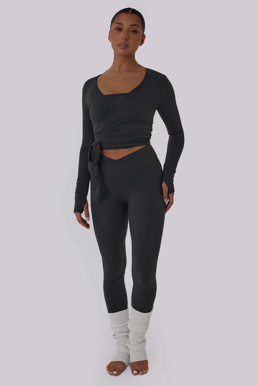 Wrap Over Leggings - Charcoal