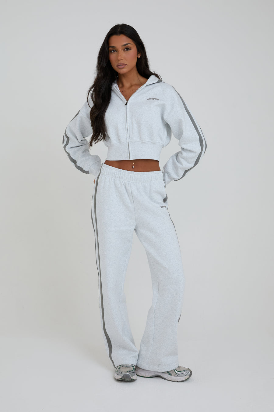 Zip Through Cropped Hoodie - Light Grey – nkdapparel
