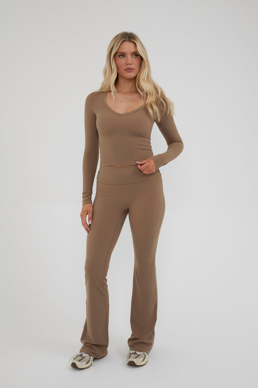 Fold Over Straight Leg Flare - Fudge