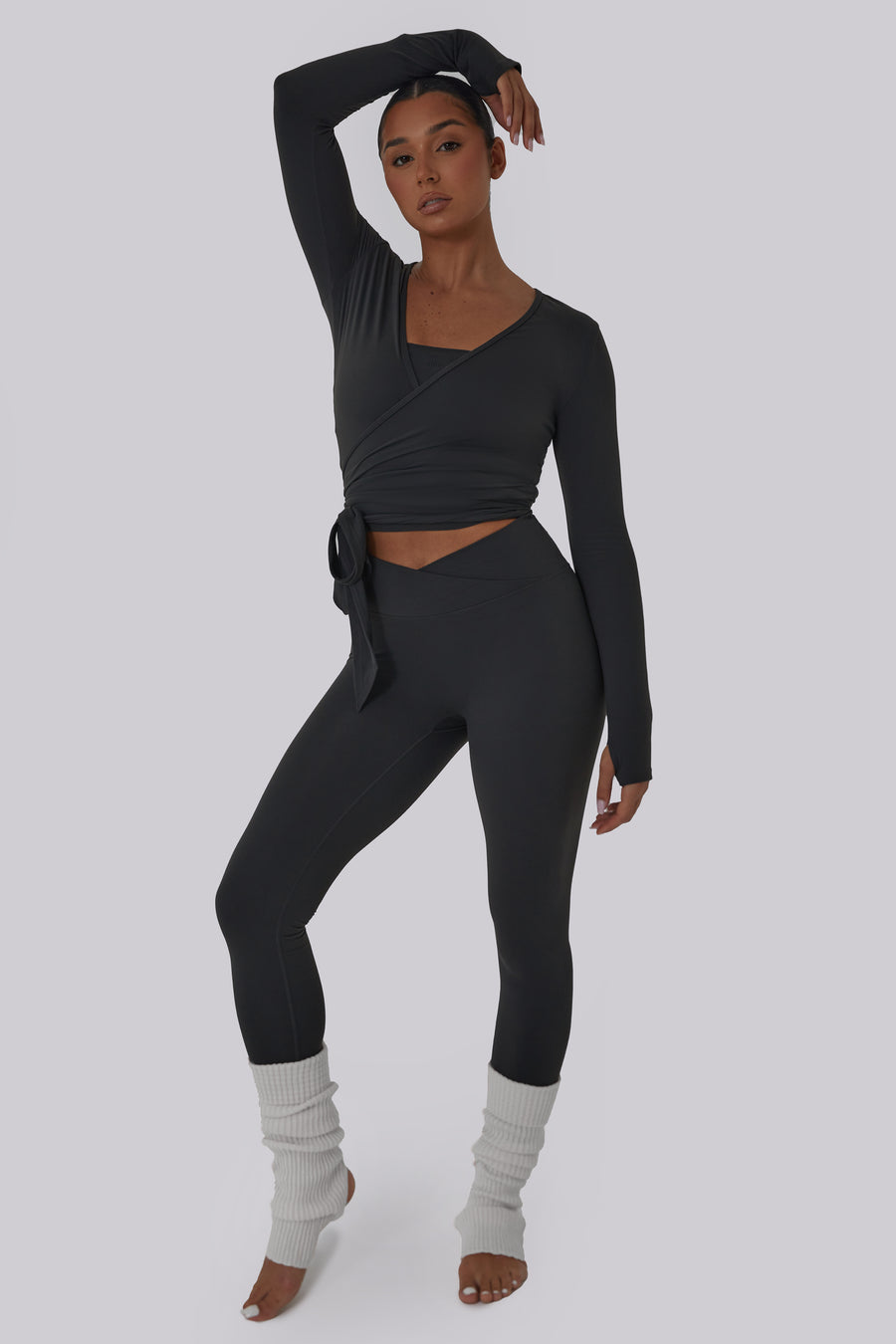 Wrap Over Leggings - Charcoal