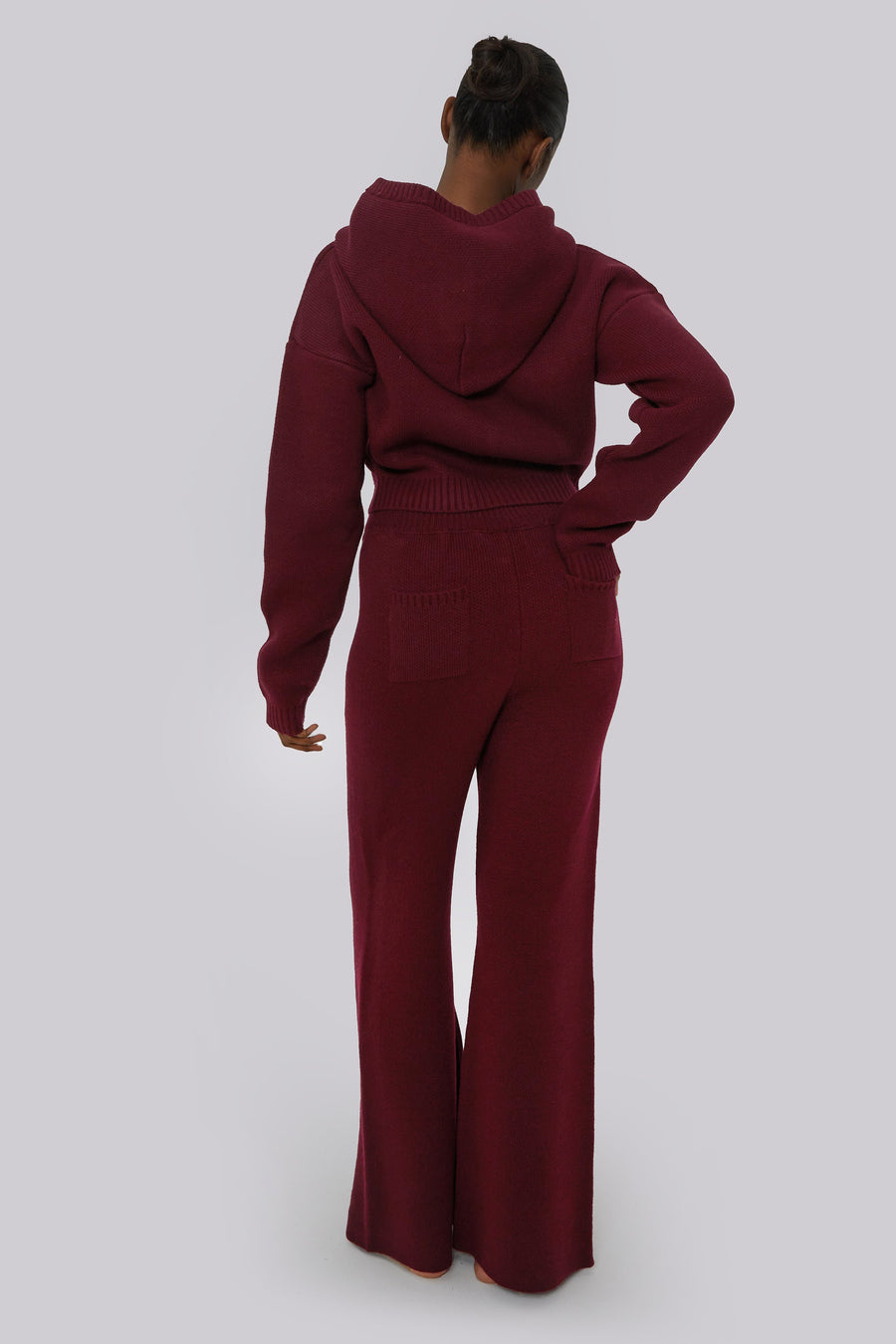 Teddy Bear Knit Flare - Burgundy