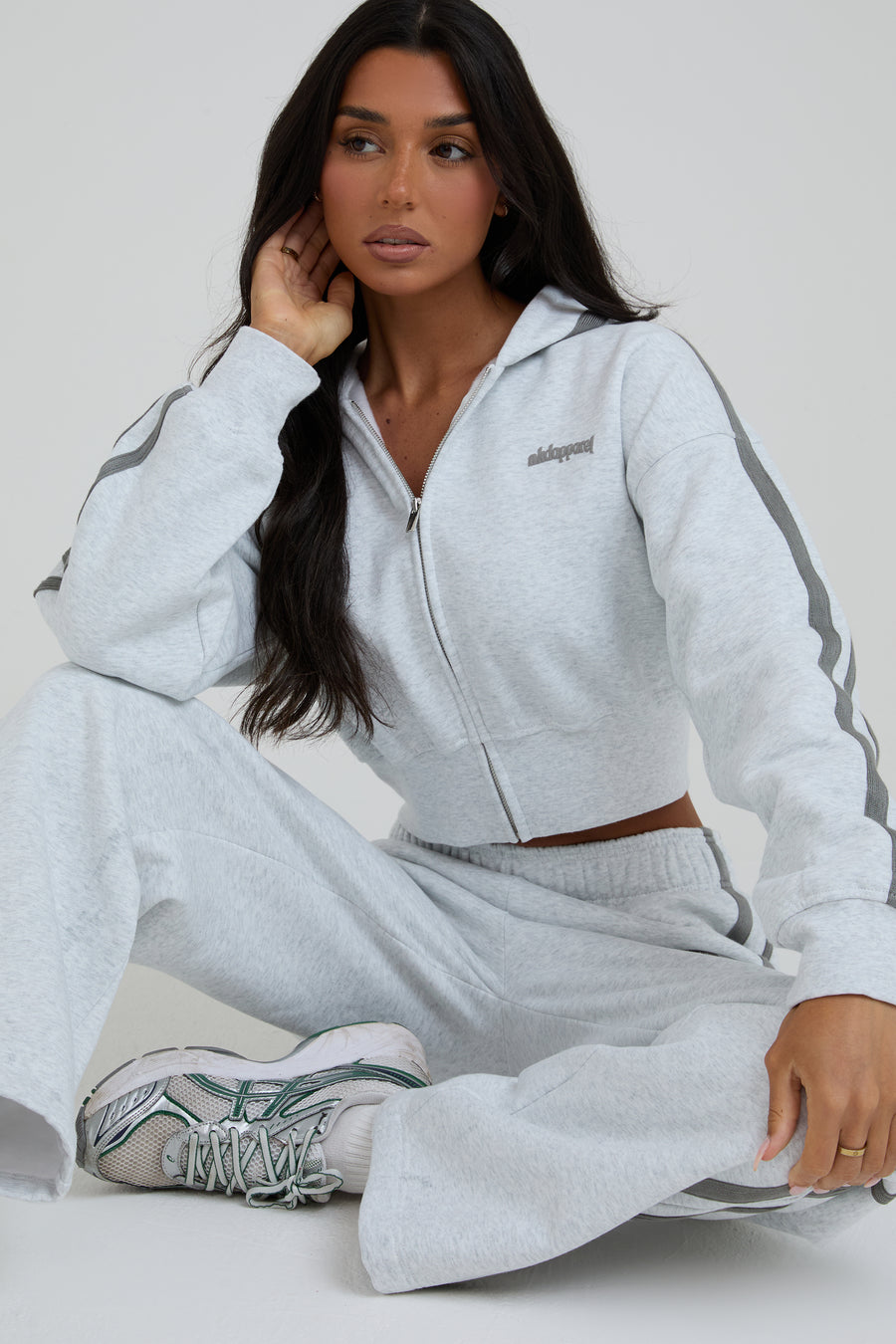 Zip Through Cropped Hoodie - Light Grey – nkdapparel