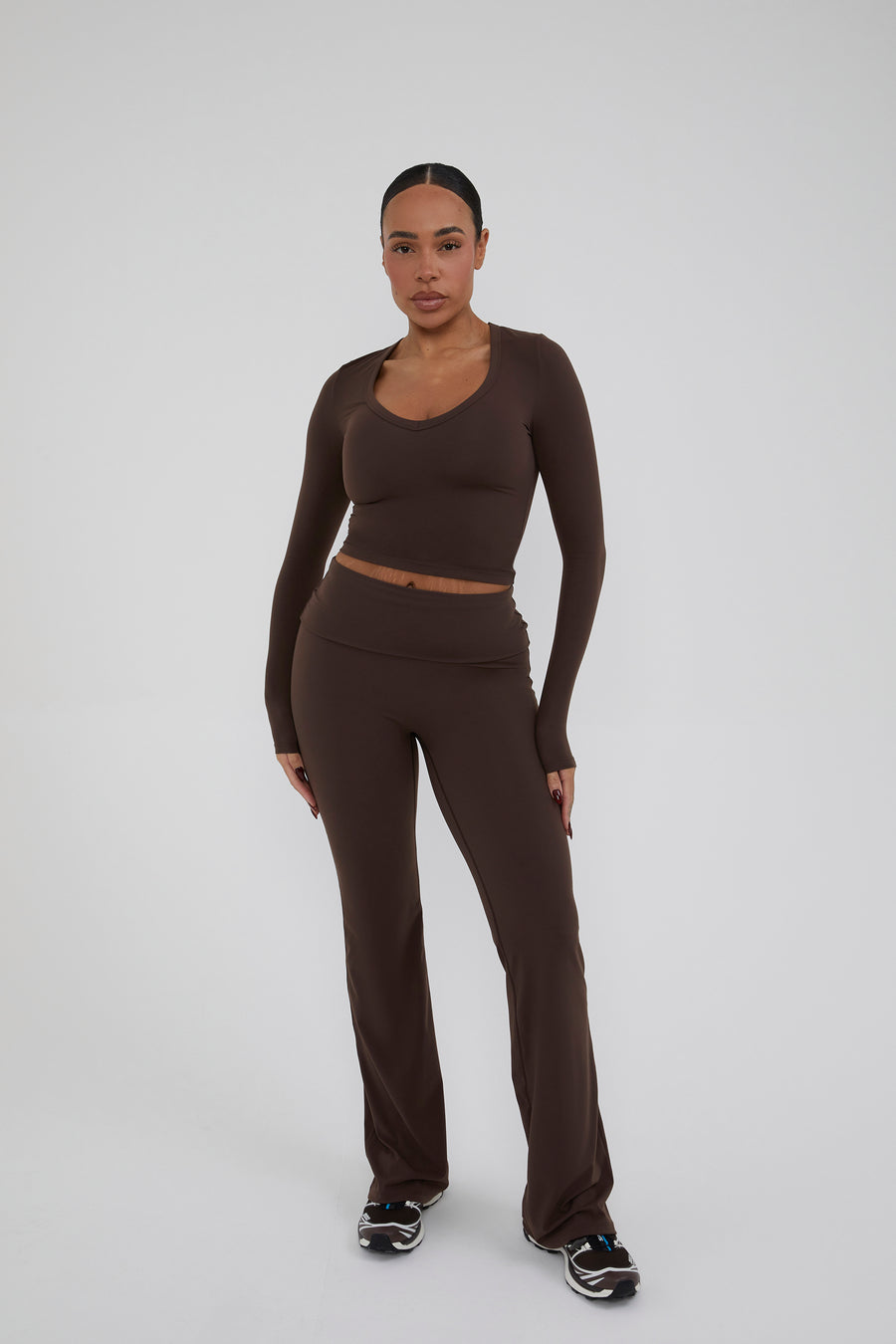 Fold Over Straight Leg Flare - Chestnut