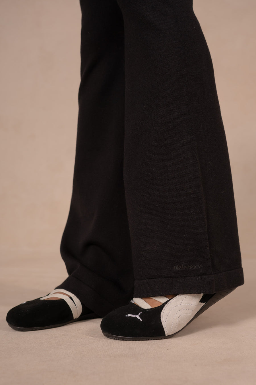Knit Fold Over Flare - Midnight Black