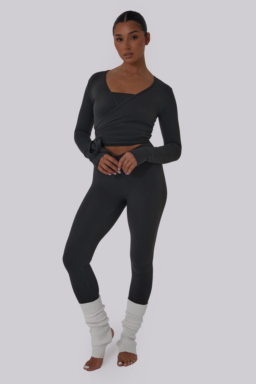 Wrap Over Leggings - Charcoal