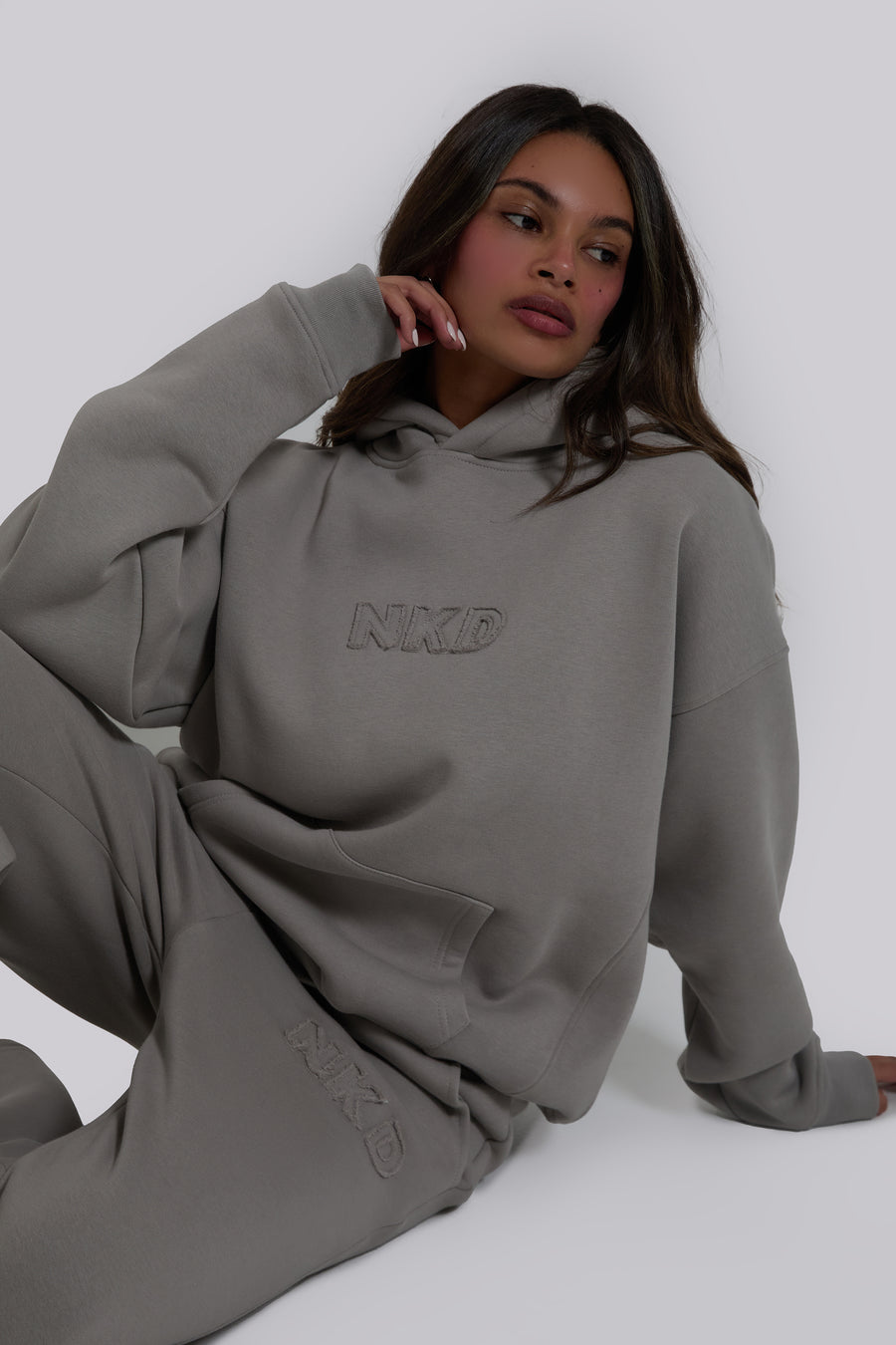 Applique Hooded Sweat - Pebble