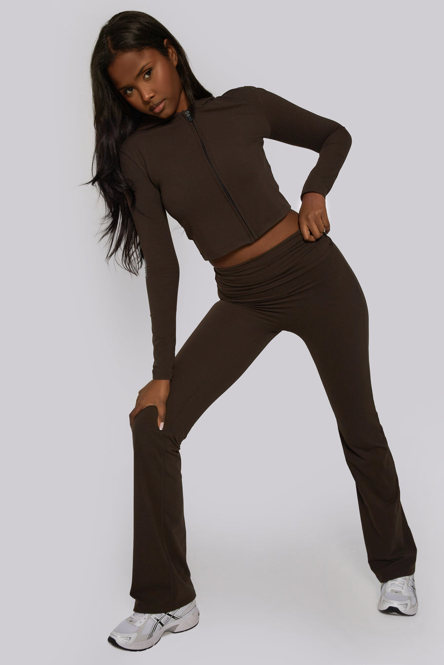 Ruched Fitted Flares - Cocoa