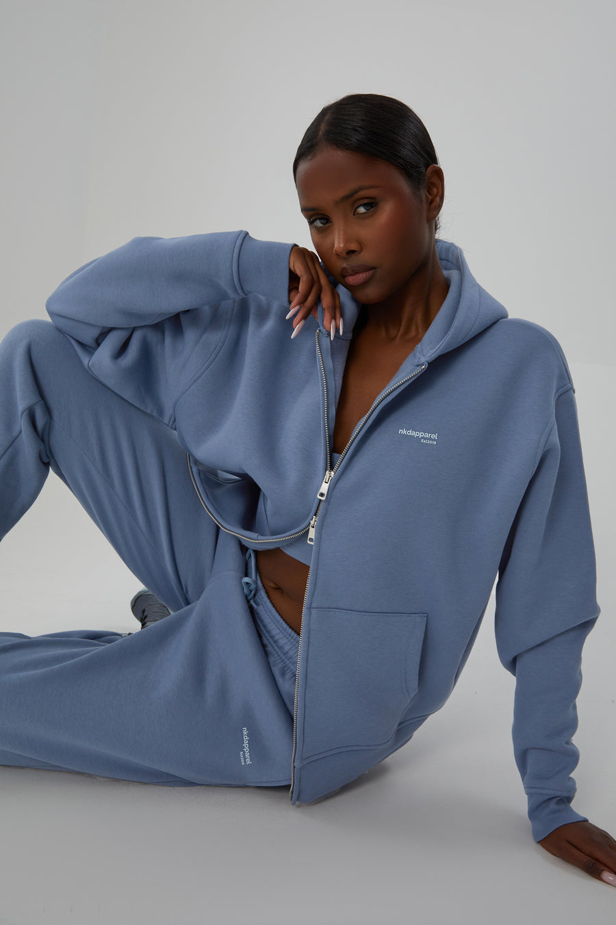 Oversized Zip Hoodie Blueberry – nkdapparel - Main Image
