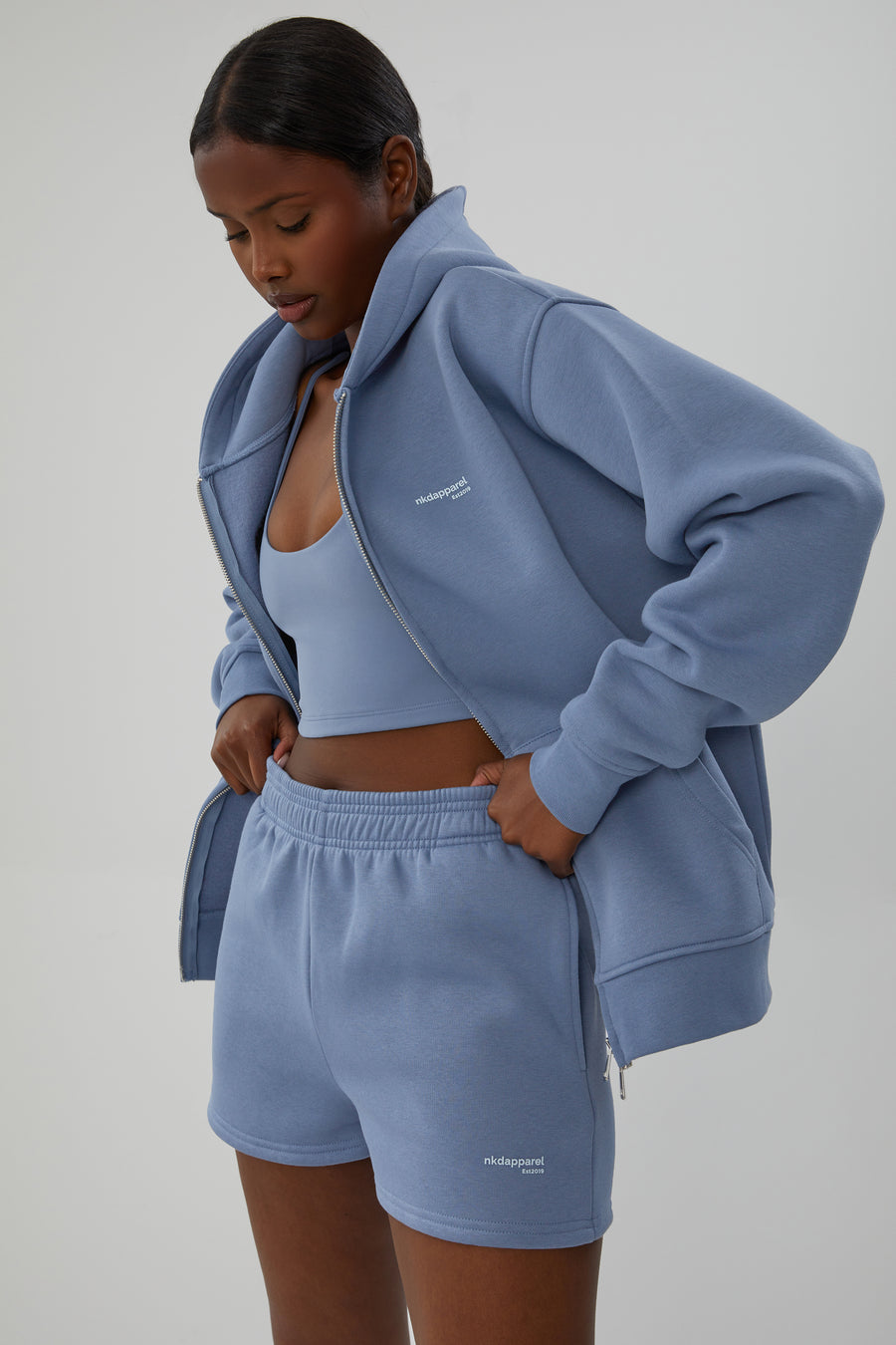 Oversized Zip Hoodie - Blueberry