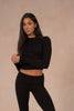 Knit Button Up Top - Midnight Black