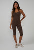 Halter Tie Capri Jumpsuit - Coffee Bean