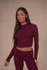 Knit Button Up Top - Deep Cherry