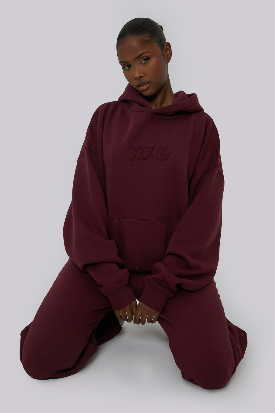 Applique Hooded Sweat - Cherry