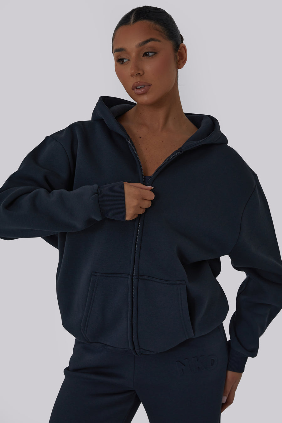 Oversized Zip Hoodie - Navy