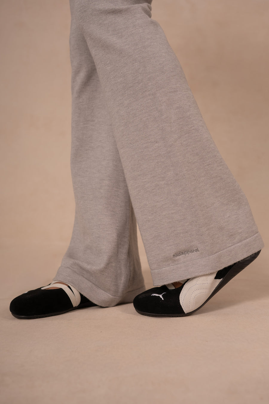 Knit Fold Over Flare - Speckle Grey