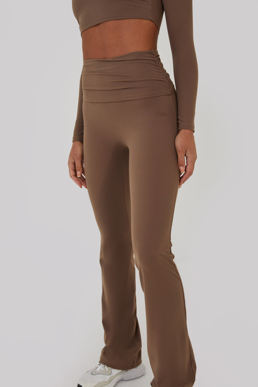 Ruched Fitted Flares - Mocha – Naked Apparel