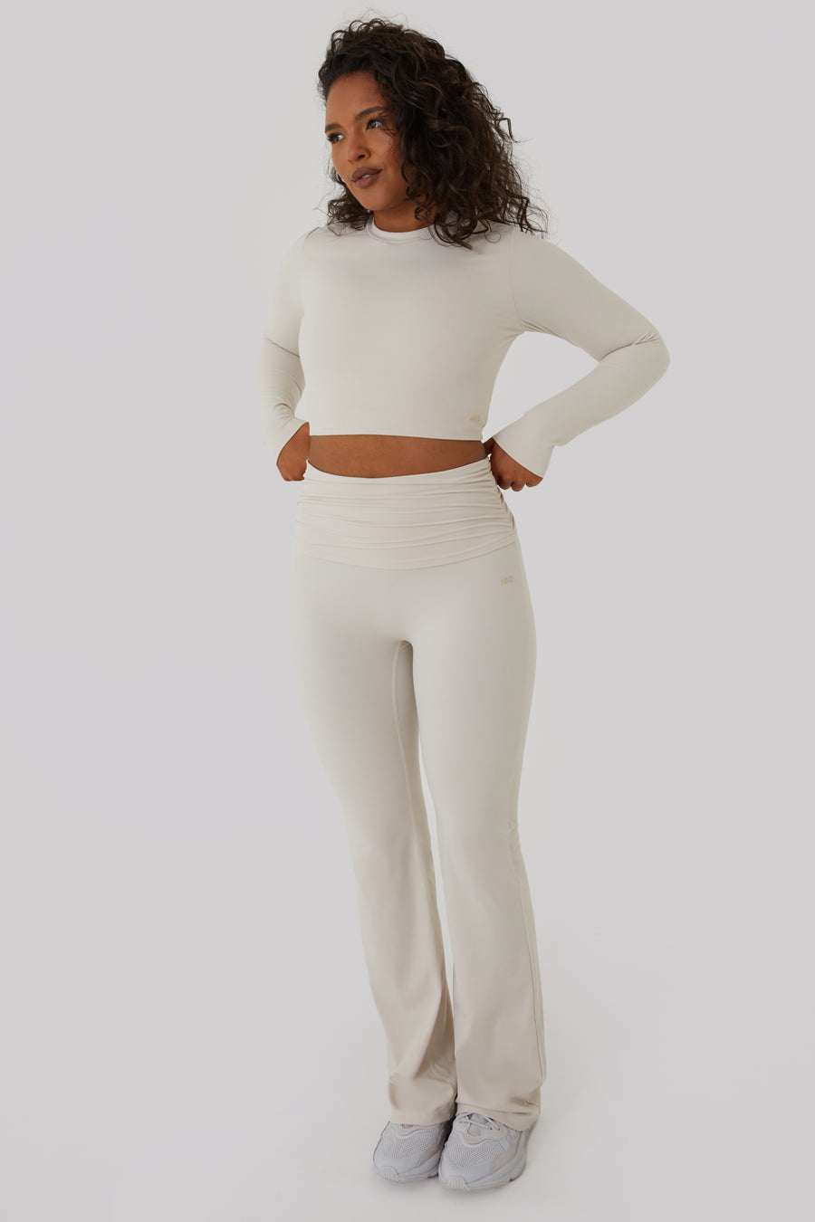 Ruched Fitted Flares - Oyster