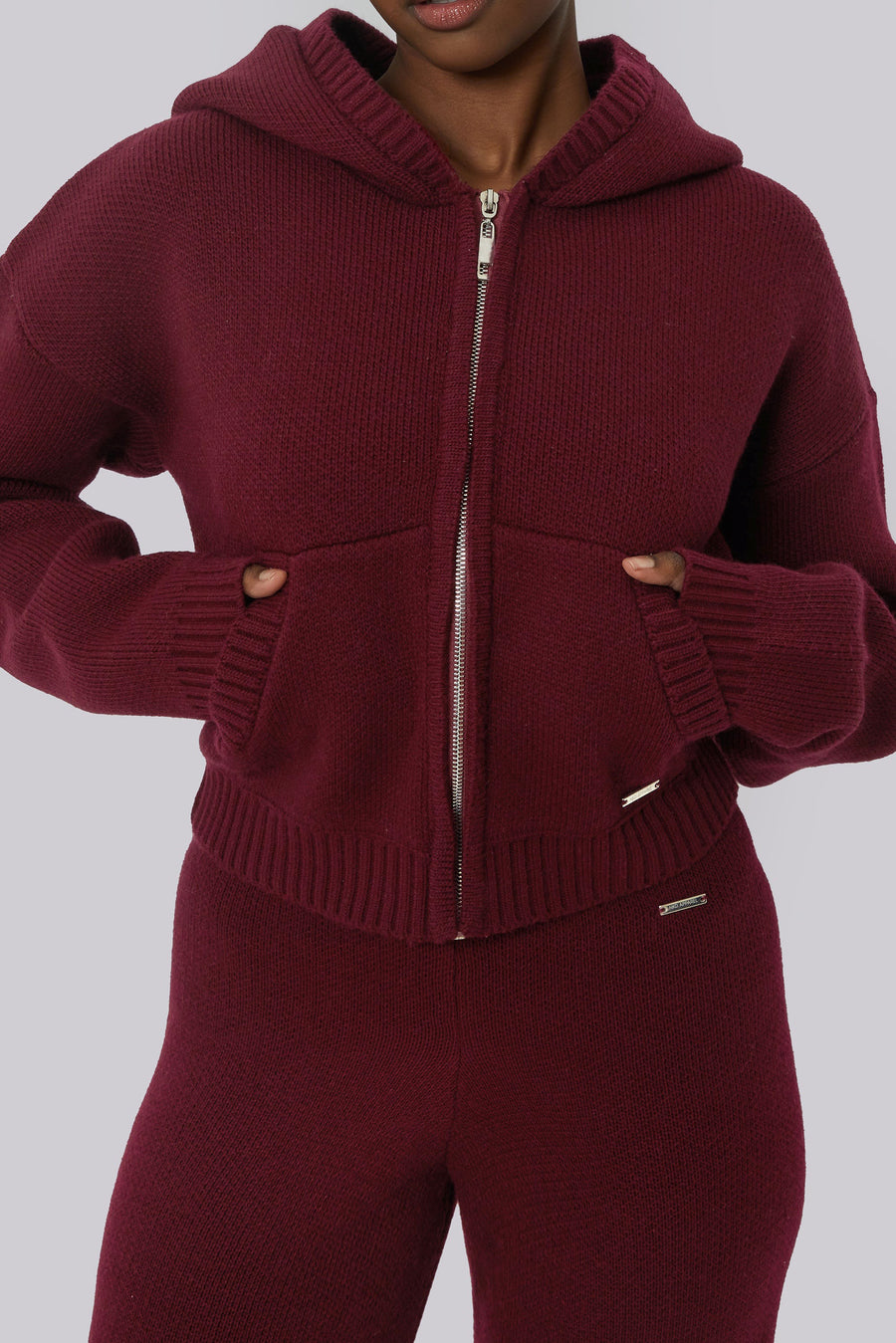 Teddy Bear Knit Jacket - Burgundy