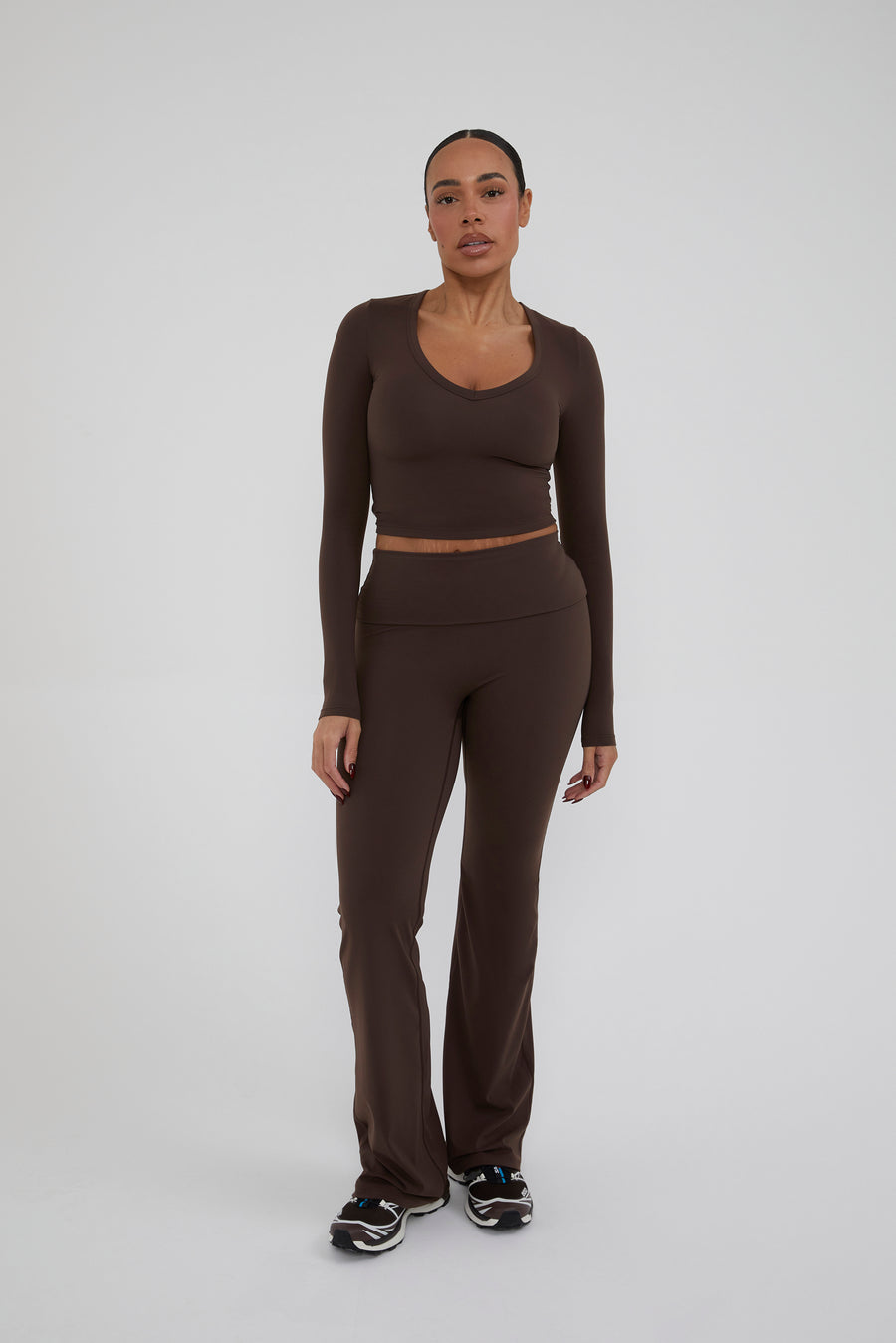 V Neck Classic Top - Chestnut