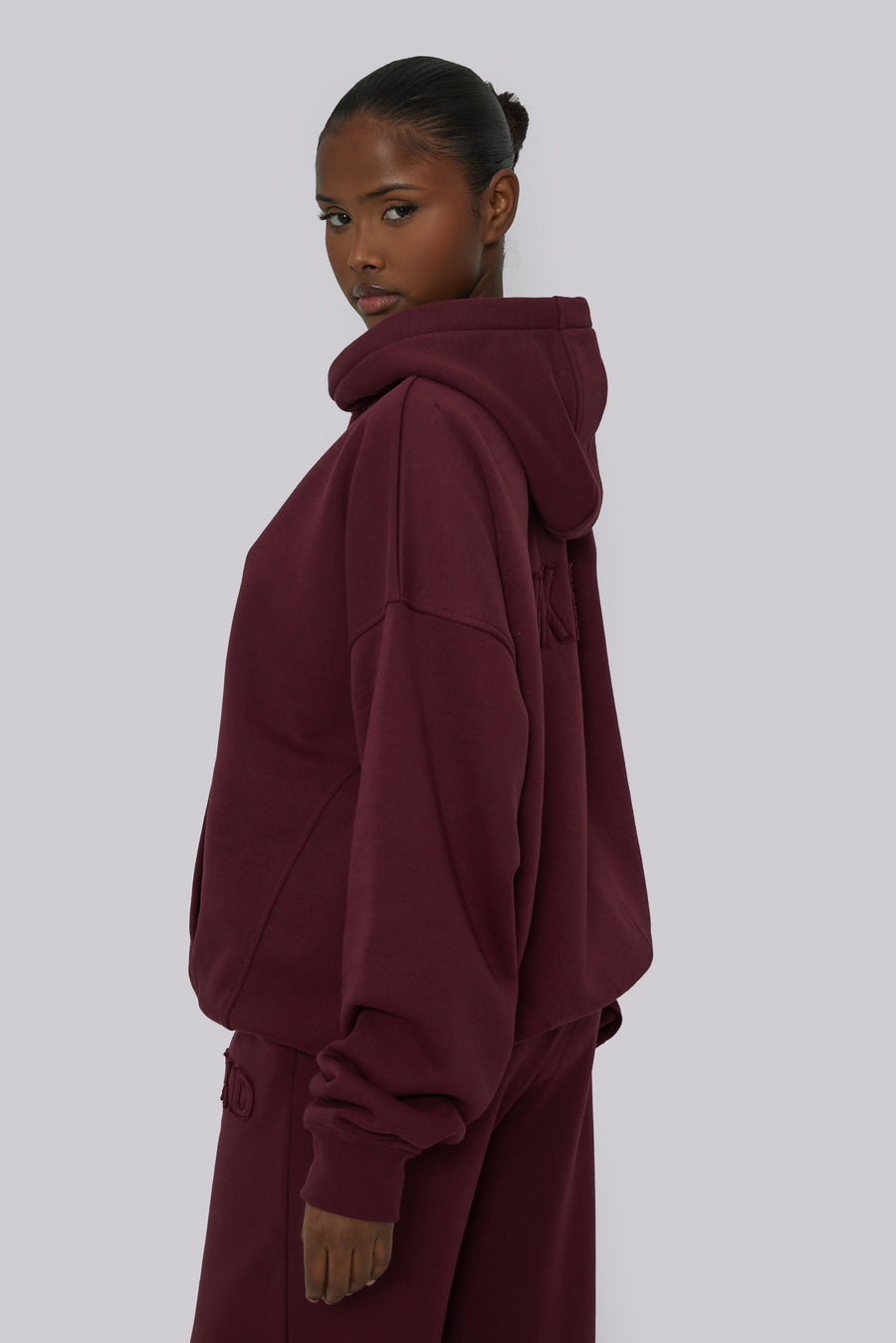 Applique Hooded Sweat - Cherry