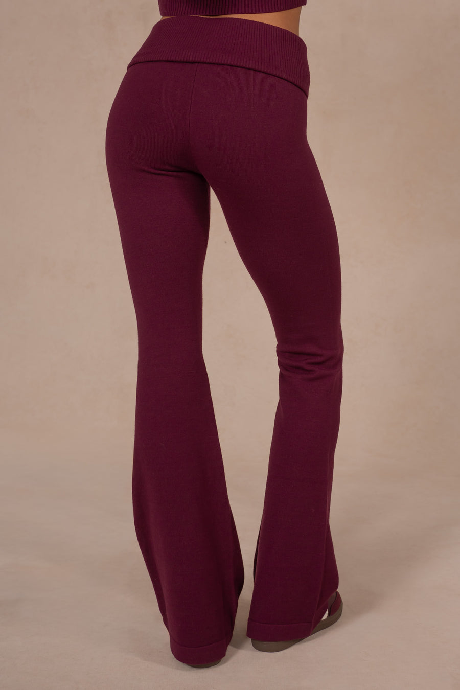 Knit Fold Over Flare - Deep Cherry