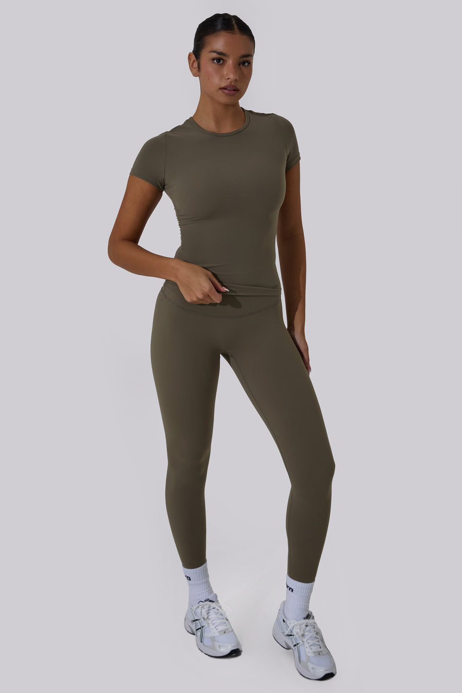 Ultra High Waisted Leggings - Olive Green