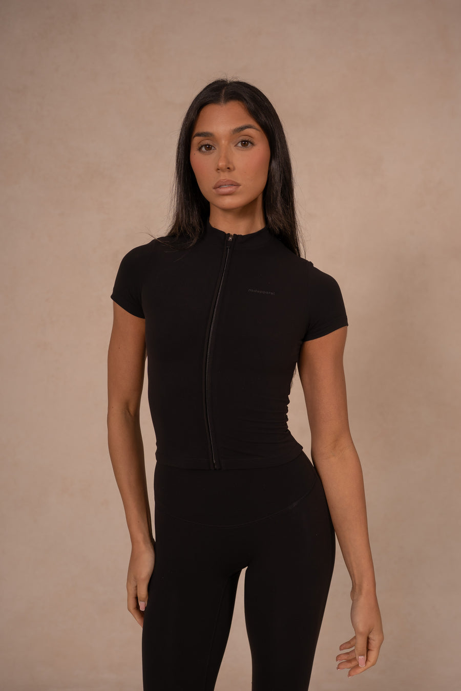 Zip Up Top - Jet Black