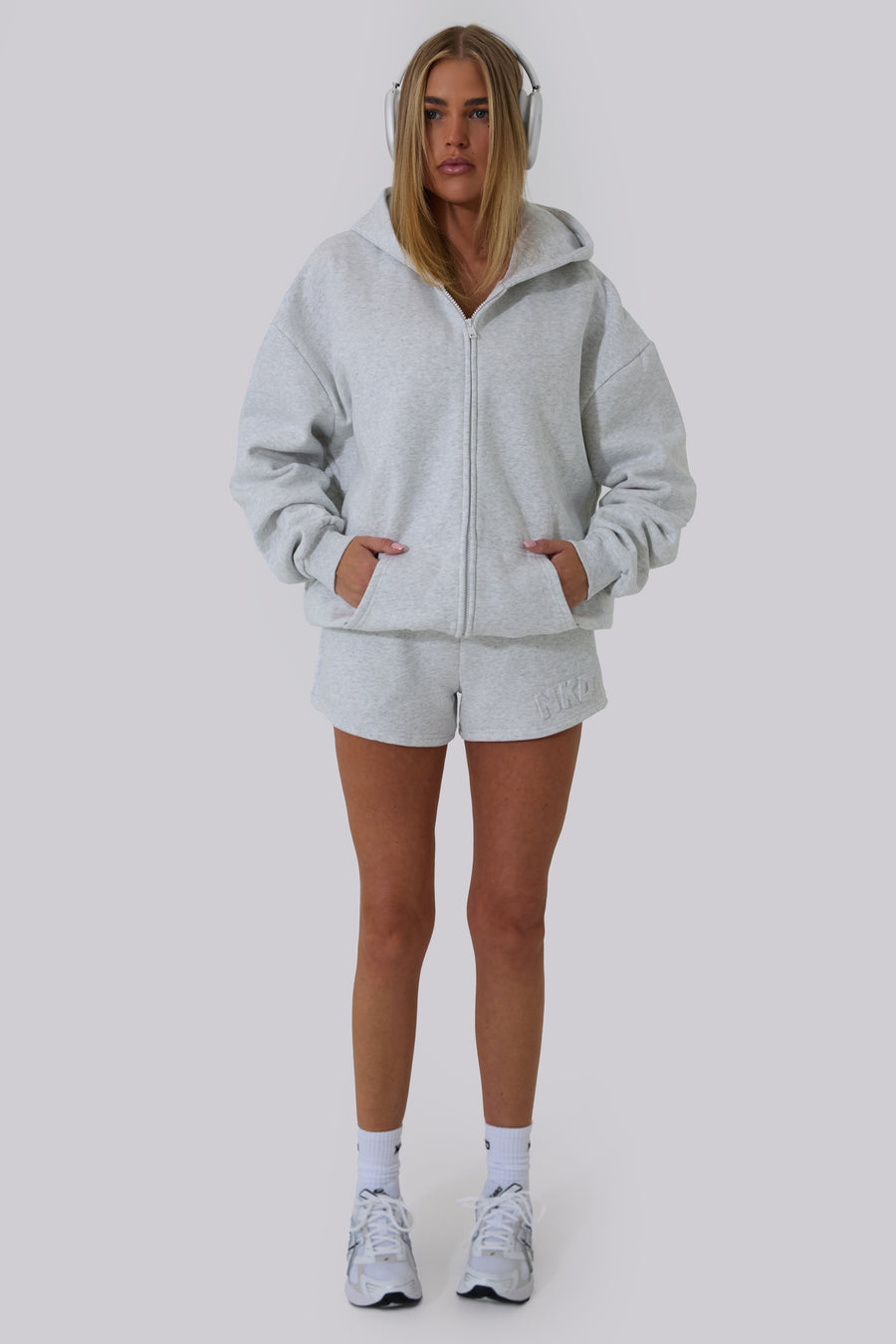 Oversized Zip Hoodie - Marl Grey