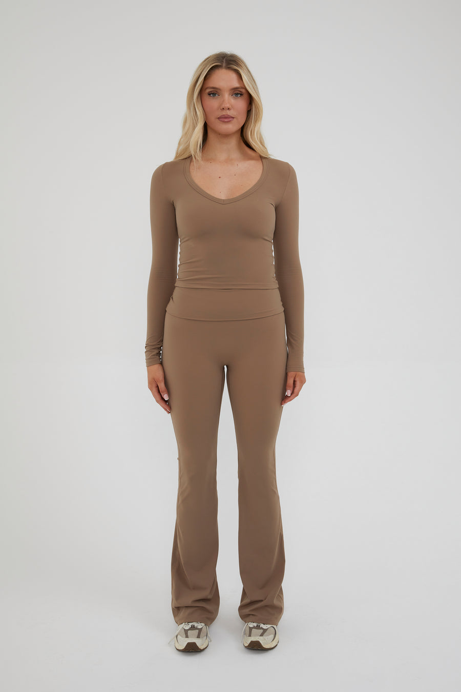 Fold Over Straight Leg Flare - Fudge