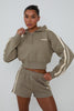 Zip Through Cropped Hoodie - Light Khaki