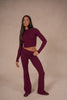 Knit Fold Over Flare - Deep Cherry