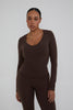 V Neck Classic Top - Chestnut